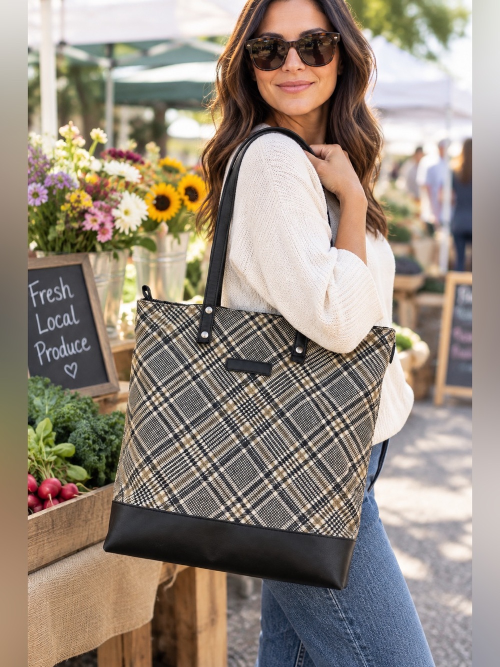 Farmhouse Is My Style Plaid Tote Bag